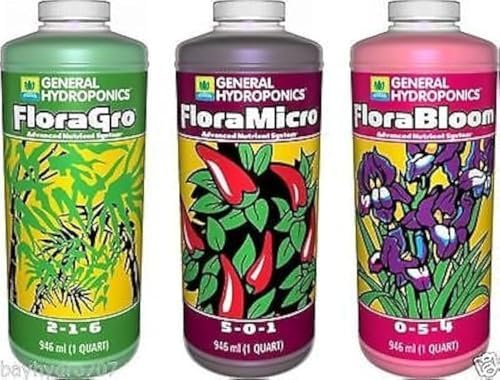 General Hydroponics GH Flora Series 32oz Quarts Trio FloraMicro FloraGrow FloraBloom