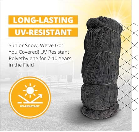 Stromberg’s 2” Mesh Heavy Duty Knotted Aviary Netting, UV Resistant Polyethylene Fiber for Game Birds, Pheasants & Poultry, 85 Lbs Break Strength Durable Against Weather and Predators, Size 25' x 50'