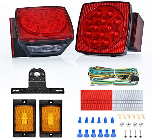 Nilight Square Submersible LED Trailer Light Kit,IP68 Waterproof 2PCS