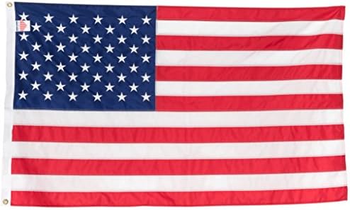American Flag 5x8 ft Embroidered Stars Sewn Stripes | Embroidered USA flag with vivid colors and quadruple stitched fly end for enhanced durability. Features 210D Nylon