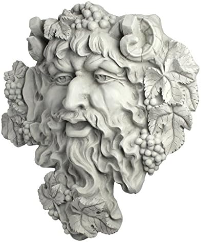 Design Toscano Bacchus, Grape Harvest Wine Greek Greenman Face Wall Sculpture, Medium, 12 inches tall, Cast Stone Resin, Antique Stone Finish