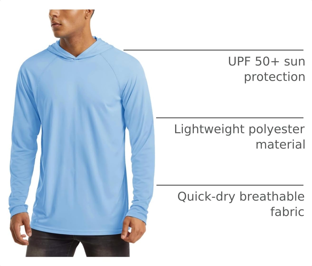 MAGCOMSEN Men's Hooded UPF 50+ Sun Protection T Shirts Long Sleeve Athletic Fishing Shirts Rash Guards