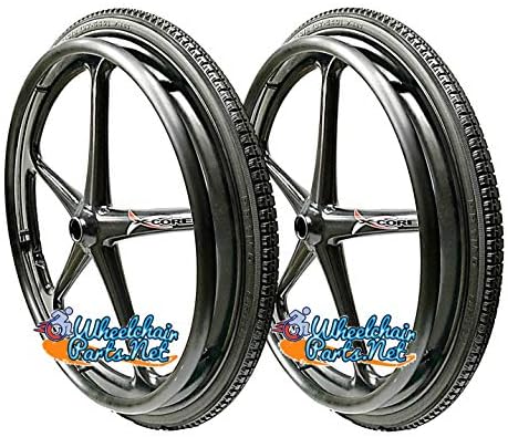 Set of 2 X-CORE Rear Wheelchair-WHELS 24" X1 3/8" (540) Black Color with Everyday Street Tires & Push Rims
