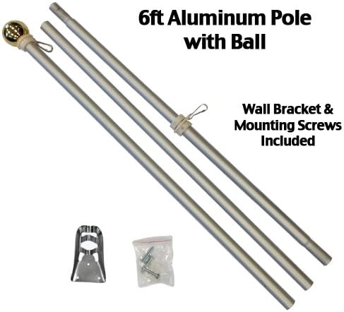 FlagsImp 6 Foot Aluminum Silver Pole with (Ball)