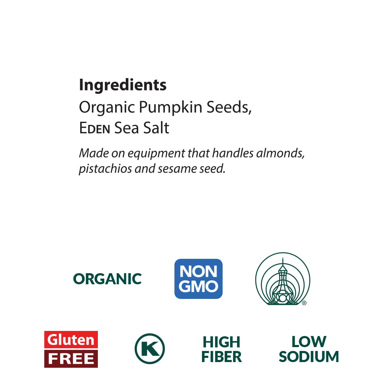 Eden Organic Pumpkin Seeds, Pocket Snacks, Dry Roasted, Lightly Salted, Hulled, Pepitas, 1 oz (24-Pack Case)