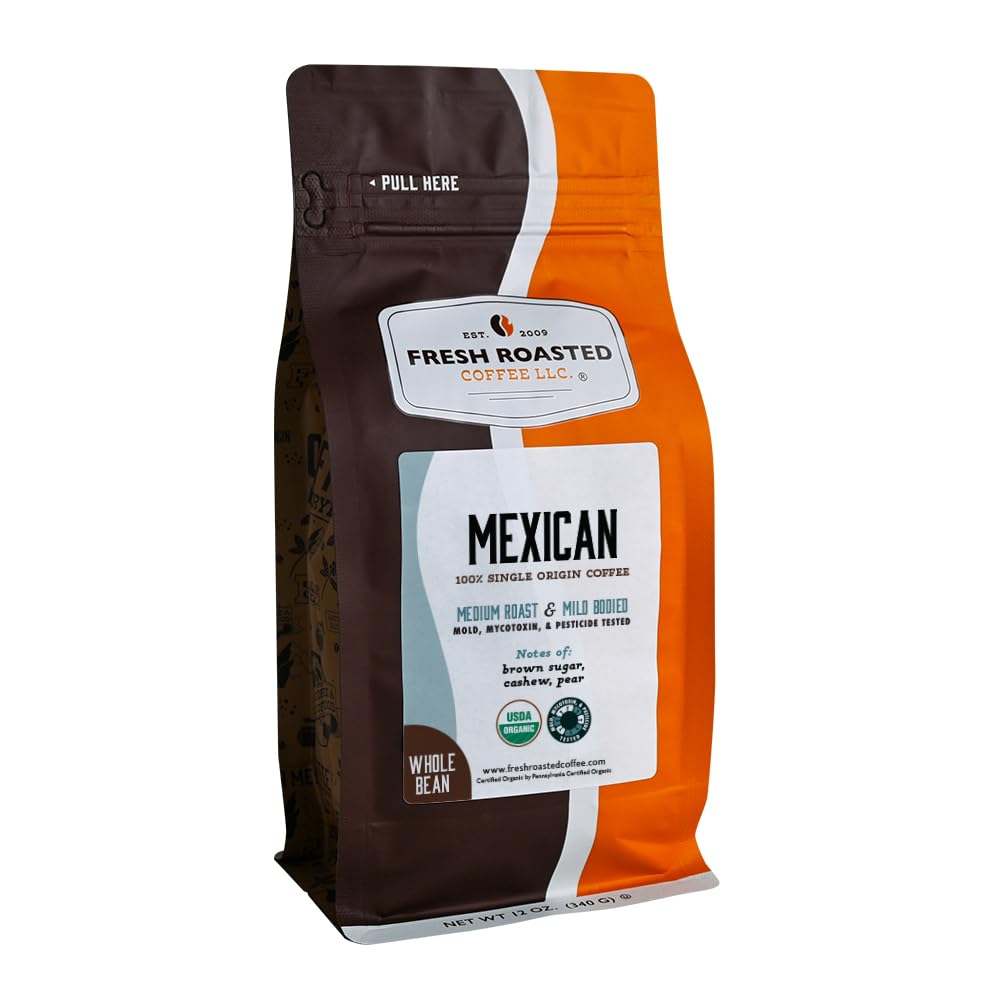 Fresh Roasted Coffee, Dark Brazil Whole Bean Coffee, Med-Dark Roast, Kosher, 5 lb (80 oz)