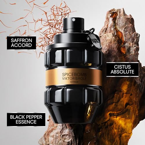 Viktor&Rolf Spicebomb Extreme Eau de Parfum - Woody Amber Cologne for Men | Fragrance with Black Pepper, Saffron & Cistus - Long Lasting - Fresh Mens Scent Perfect for Cool Evening Wear