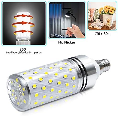 LEDLightsWorld Super Bright E12 LED Corn Bulbs, 16W 1500LM Bulbs, Daylight White 6000K Lights, CRI80+, 120W Incandescent Bulb Equivalent