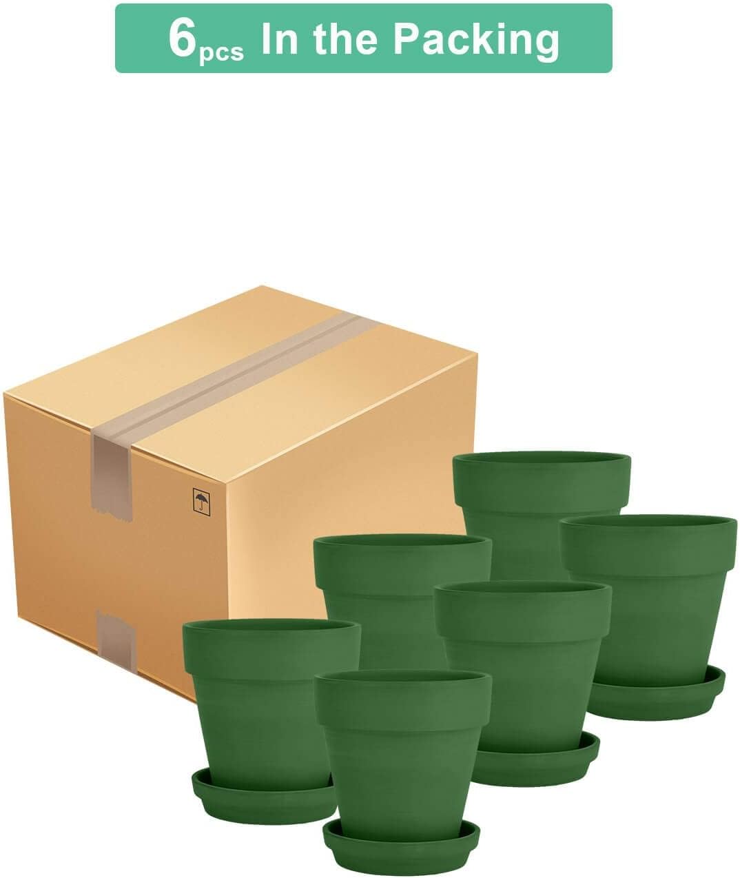 vensovo 4 Inch Terracotta Plant Pots with Saucer - 6 Pack Clay Flower Pots with Drainage, Great for Plants, Crafts, Wedding Favor