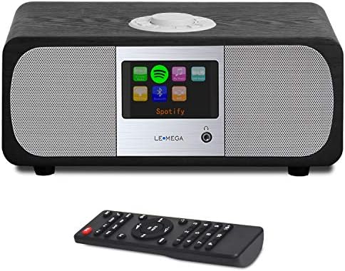 LEMEGA M3+ Internet Radio, Podcasts,Spotify, Bluetooth, FM Stereo, Walnut | Full colour display, 40 presets, remote control, acoustic wooden cabinet, headphone jack, USB, AUX-in, dual alarms clock