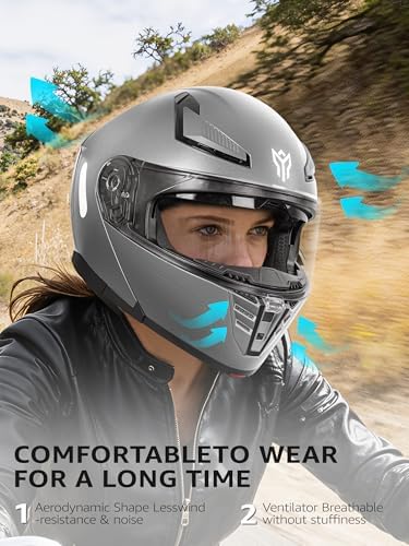 Motorcycle Modular Full Face Helmet DOT Approved - YEMA Helmet YM-925 Motorbike Casco Moto Moped Street Bike Racing Helmet with Sun Visor for Adult Youth Men and Women