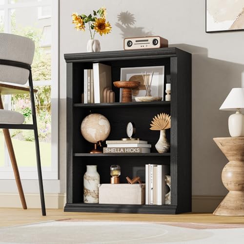 Rresyet 3 Tier Bookcase 27.6" W Bookshelf, White | Ample Vertical Storage Space, Modern Minimalist Home Design, For Home Office, Living Room, Bedroom