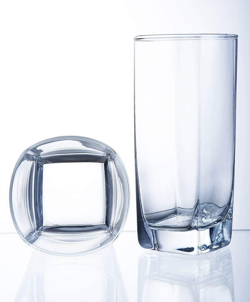 Le'raze Collins Everyday Drinking Glasses Set of 16 Drinkware Kitchen Glasses for Cocktail, Iced Coffee, Beer, Ice Tea, Wine, Whiskey, Water