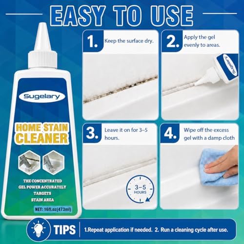 Sugelary Mold Stain Cleaner, 5 fl oz Mold Stain Cleaner Gel for Washing Machine, Home Stain Cleaning Gel for Fridge, Tile, Grout