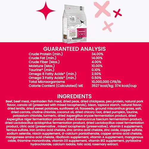 I and love and you Nude Super Food Dry Dog Food - Salmon + Whitefish - Prebiotic + Probiotic, Grain Free, Real Meat, No Fillers, 5lb Bag