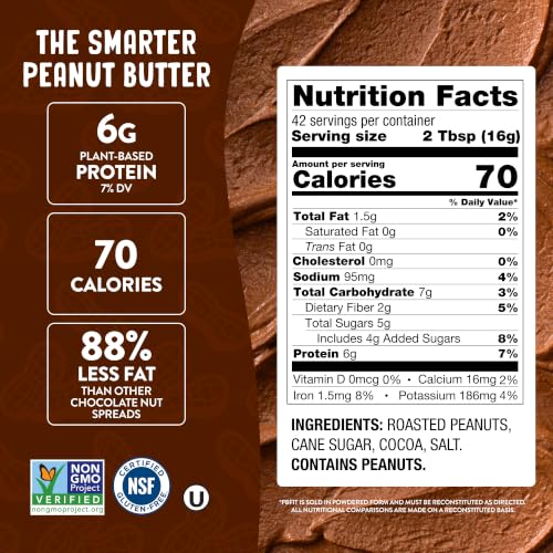 PBfit Cocoa Peanut Butter Powder 24 Oz, Peanut Spread with 6g Protein