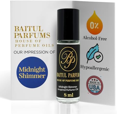 Comparable to Midnight Shimmer Alcohol-Free Fragrance - 8ml Travel Size Perfume Oil in Glass Bottle, Perfume Oil Roll On Rollerball for On The Go Use