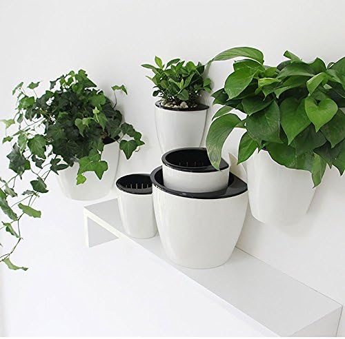 Sungmor Plastic Self Watering Wall Planter - Modern White & 3PC Pack | Large Size - Indoor Outdoor Vertical Flower Pot - Wall Mounted Window Hanging