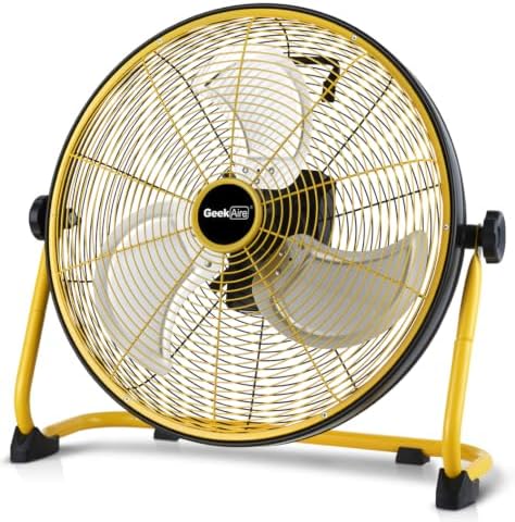 Geek Aire 12" Portable Battery Operated Fan with Metal Blade, 360 Vertical Tilt, 24h Run Time Cordless Fan for Camping Travel Tent Hurricane Home