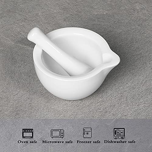 LEETOYI Small Ceramic Mortar Pestle Set, Herb Grinder Pill Crusher 3.3-inch