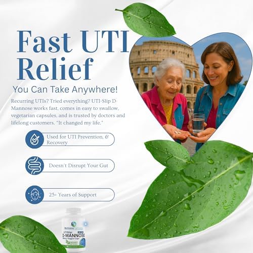 UTI Slip D-Mannose Non GMO Organic Source Veggie Capsules 90 Count (500 Mg)