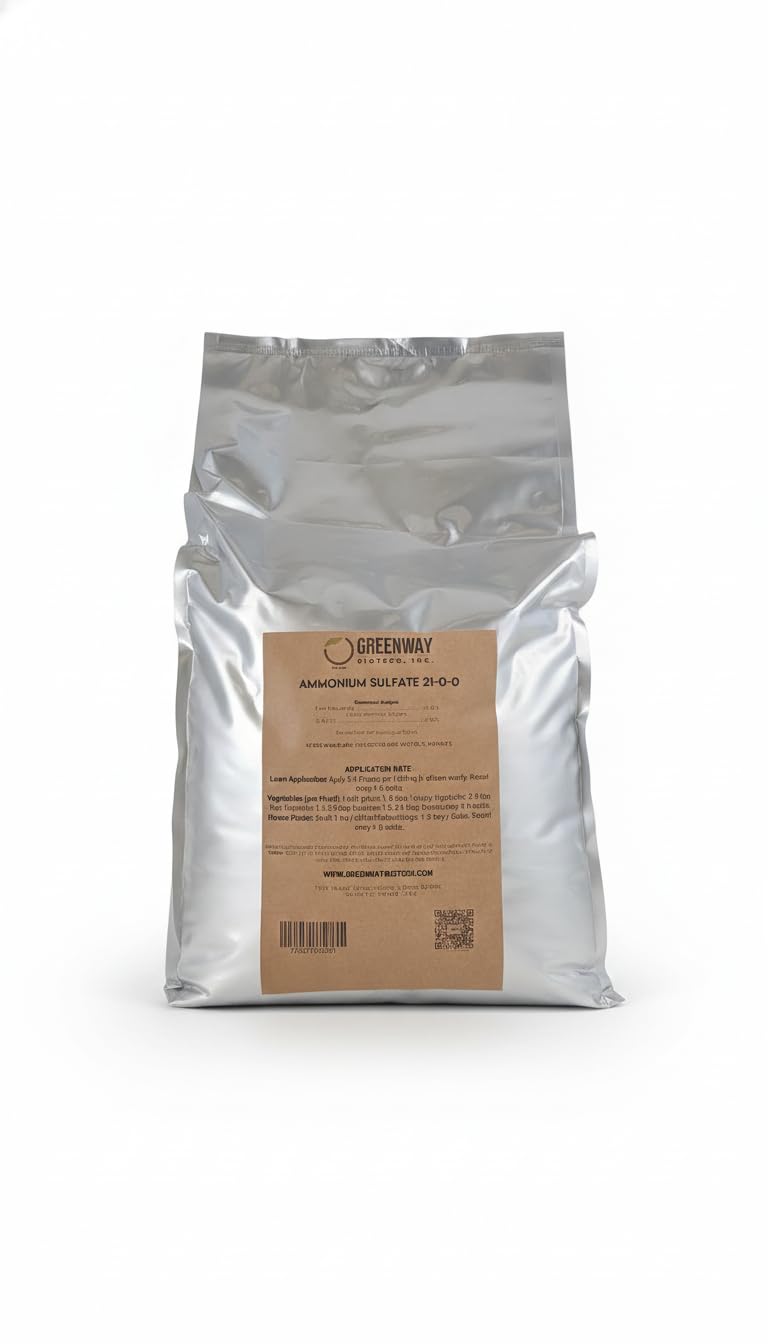 Greenway Biotech, Inc. Ammonium Sulfate 21-0-0 Fertilizer Contains 21% Water Soluble Nitrogen&24% Sulfur Suitable for Acid Loving Plant- Lawn Fertilizers to Lower pH Level in Alkaline Soil (25 Pound)