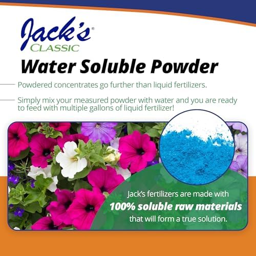 Jack's Classic 10-30-20 Blossom Booster Water-Soluble Fertilizer, 4lb | Powdered Plant Food, Targeted Micronutrient Package, Increases Bloom Color & Quantity, Liquid Root & Foliar Feeding