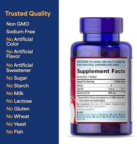 Puritan's Pride Coenzyme CoQ10 200mg, 120 Rapid Release Softgels