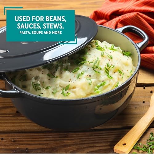 MIRRO 4.8qt Cast Iron Enamel Dutch Oven, Gray