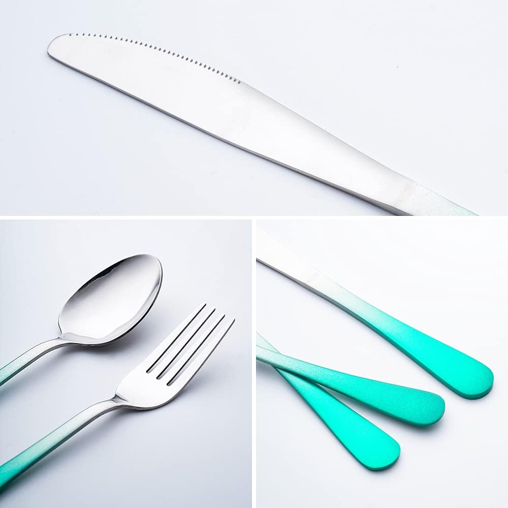 Travel Utensils Set with Case Reusable Portable Cutlery Set Stainless Steel 8pcs Including Dinner Knife Fork Spoon Chopsticks Straws(Rainbow)