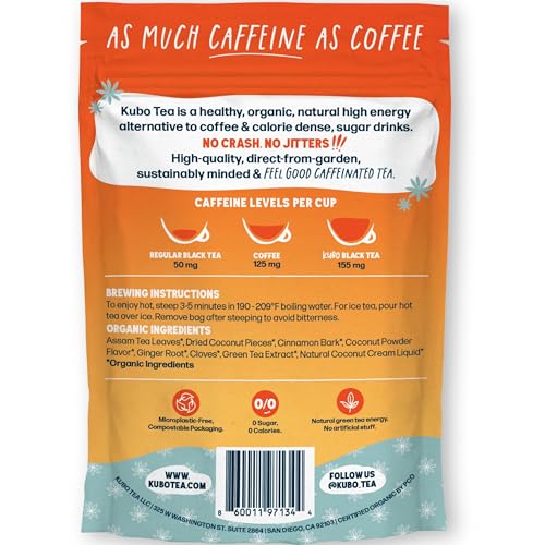 Kubo Energize Yerba Mate Tea, Organic High Caffeine Energy Tea Bags - 20 Ct