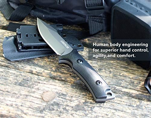 OERLA Fixed Blade Knife, Full Tang 420HC Stainless Steel Camping Knife, Outdoor EDC Hunting Survival Utility Knife with G10 Handle and Kydex Sheath