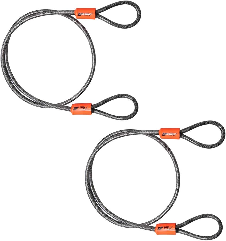 BV 7FT Heavy-Duty Security Cable Lock with Loops – Extra Thick 10mm (3/8") Braided Steel, Cut-Resistant & Weatherproof Wire Cable for Padlock, Gate, Bike, Motorcycle & Outdoor Equipment