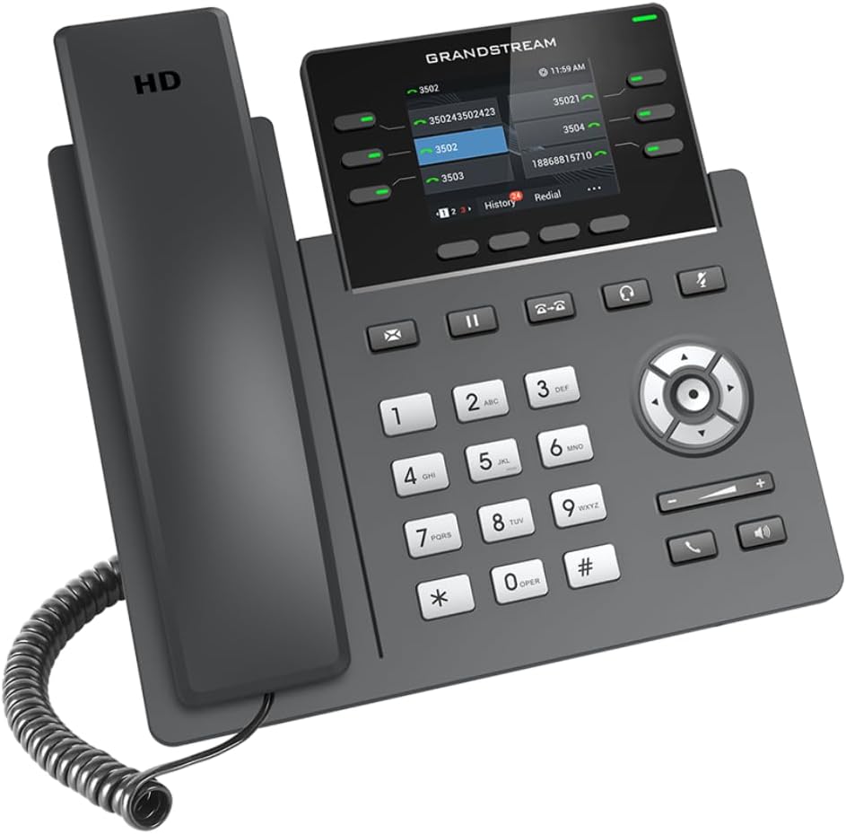Grandstream GRP2613 IP Phone | 6 Lines, 4 SIP Accounts | 2.8-Inch Color Display | Dual-Port Gigabit Ethernet with Integrated PoE, Black