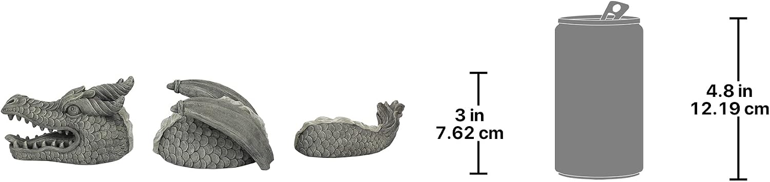 Design Toscano The Dragon of Falkenberg Castle Moat Lawn Garden Statue, 28 Inch Long, 14 Inch Tall, Cast Stone Resin, Gray Stone Finish