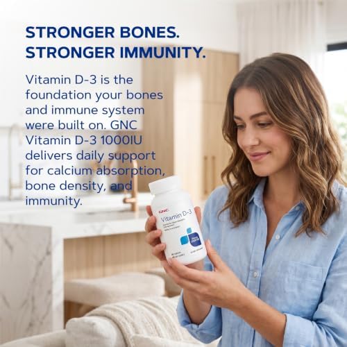 GNC Vitamin D-3 25mcg, Supports Healthy Teeth and Bones, 180 Tablets