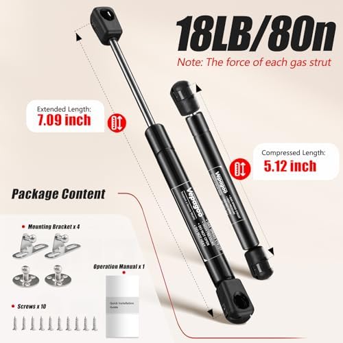 Vepagoo ML99-45 10 inch 45 lb Gas Struts for Truck Tool Box Lid, 2Pcs