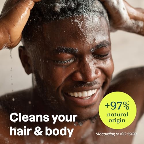 ATTITUDE 2-in-1 Body Wash & Shampoo for Men & Women, EWG Verified, Vegan, Natural Ingredients, Dermatologist-Tested, Ginseng and Grapeseed Oil, 16 Fl Oz