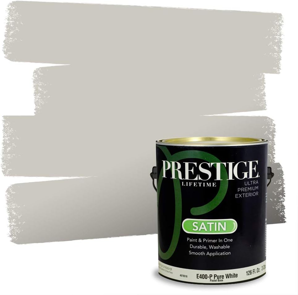 PRESTIGE Paints Exterior Paint and Primer In One, 1-Gallon, Satin, Comparable Match of Sherwin Williams* Black Magic*