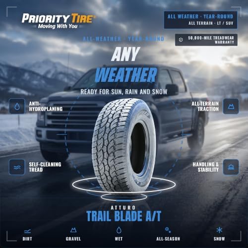 ATTURO Trail Blade A/T All-Terrain Tire, 275/55R20 117T XL | Truck/SUV All Terrain All Weather Traction 117T Rated Extra Load Radial Construction Black Sidewall Tire