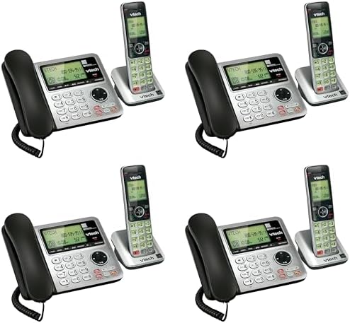 VTech CS6649 DECT 6.0 Expandable Corded/Cordless Phone with Answering System and Caller ID/Call Waiting, Silver/Black with 1 Handset