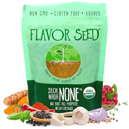 Organic No Salt Seasoning - Zilch Nada None by Flavor Seed, Salt Substitute for Cooking with Herbs & Spices, All Purpose Seasoning for Meat