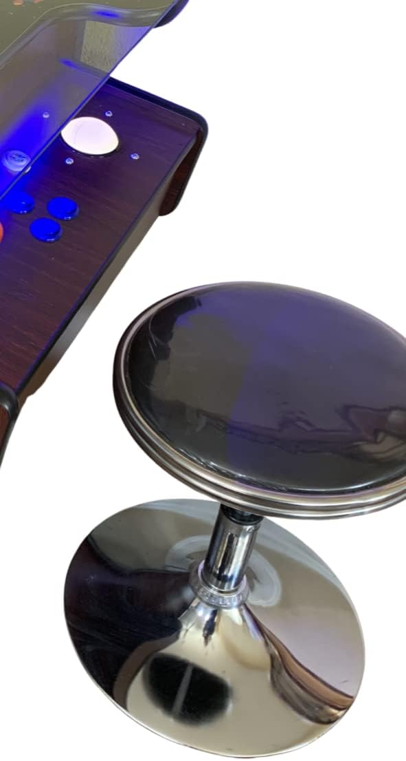 Top Us Arcades Set of 2 Swivel Bar Stools Easy Adjustable Height Leather Padded Cushion Work Home Bar Man Cave Arcade Room Garage Padding Black top