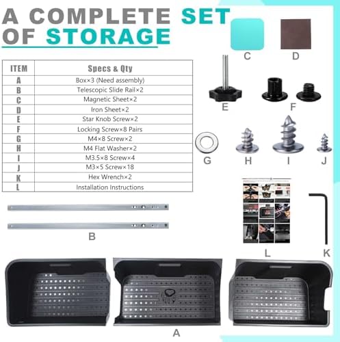 Car Underseat Storage Box Fitment for (2015–2026) F150 SuperCrew/Crew Cab & (2017–2026) F250 F350 F450 F550 Super Duty 4-Door Full-Size Pickups