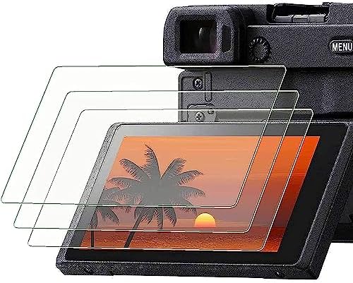 PCTC 3 Packs Screen Protector Accessories for Sony A6400/A6100/A6000, 9H | Compatible with A6600/A6300/A5000/Nex-7/NEX-6/NEX-5, 0.3mm tempered glass