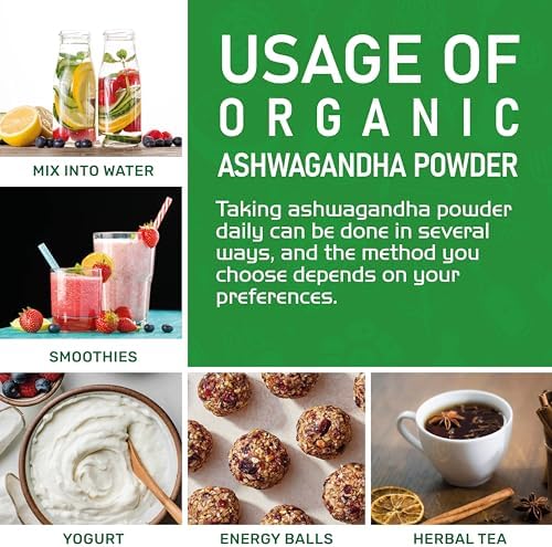 Jiva Organics Ashwagandha Root Powder 1.25 Pound (20oz) - Gluten Free, Indian Ginseng, Raw, Pure, Non-GMO, Lab Tested Ayurvedic Indian Powder