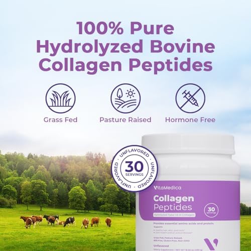 VitaMedica Collagen Peptides Powder, Hydrolyzed Types I & III, 30 Servings