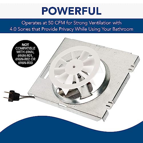 Broan-NuTone RE70BN 70 CFM Bathroom Exhaust Fan Replacement Motor Kit, Easy DIY Replacement Motor Kit for 70 CFM and 50 CFM Bath Fans, White