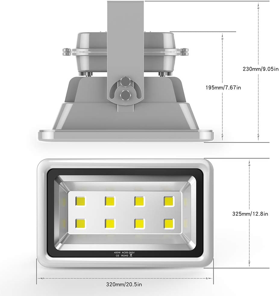 200W LED Flood Lights Outdoor, 110-285V, 20000LM Super Bright Security Light Fixture, IP66 Waterproof 6000K Daylight White，Landscape Commercial Industrial Lighting Fixtures