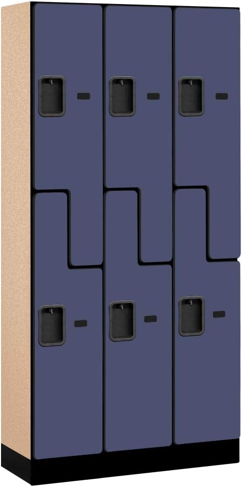 Salsbury Industries Double Tier 'S' Style Designer Wood Locker, Mahogany, 5' 3" x 15"